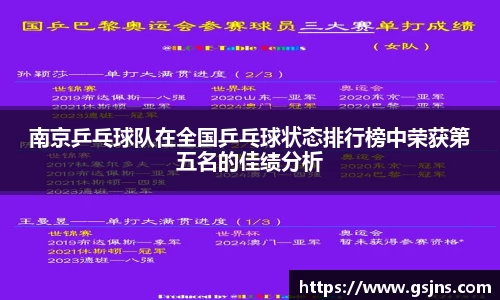 南京乒乓球队在全国乒乓球状态排行榜中荣获第五名的佳绩分析